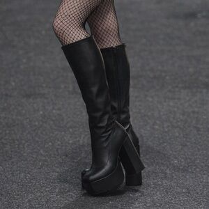 Steve Madden Cray Sock Black Mega Platform Boots